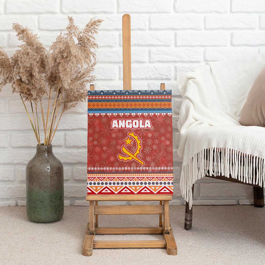 Angola Christmas Canvas Wall Art with Red Snowflake Pattern Tribal Santa Claus Motif - Wonder Print Shop