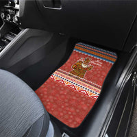 Angola Christmas Car Mats with Red Snowflake Pattern Tribal Santa Claus Motif - Wonder Print Shop