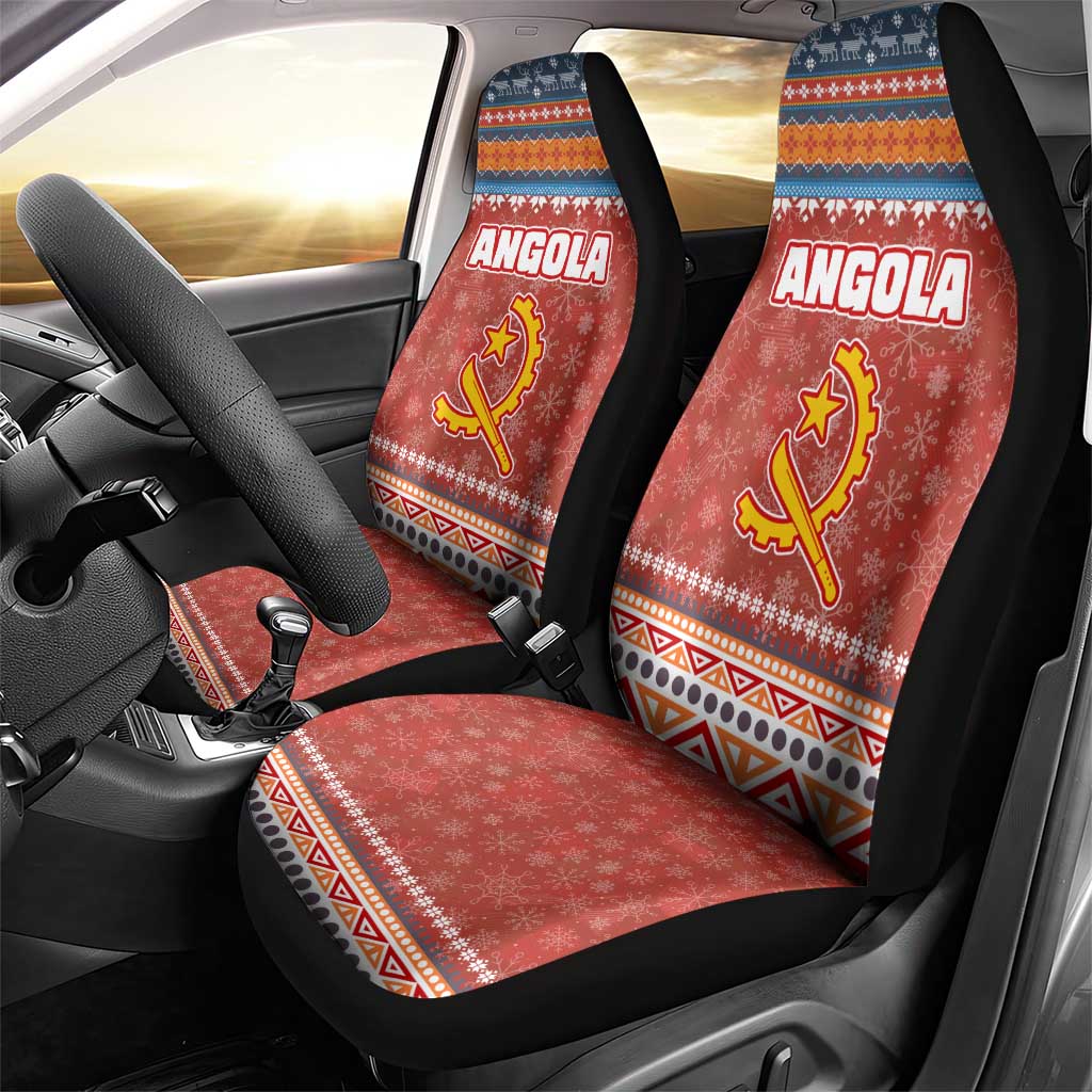 Angola Christmas Car Seat Cover with Red Snowflake Pattern Tribal Santa Claus Motif - Wonder Print Shop