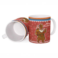 Angola Christmas Ceramic Mug with Red Snowflake Pattern Tribal Santa Claus Motif - Wonder Print Shop