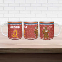 Angola Christmas Ceramic Mug with Red Snowflake Pattern Tribal Santa Claus Motif - Wonder Print Shop