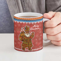 Angola Christmas Ceramic Mug with Red Snowflake Pattern Tribal Santa Claus Motif - Wonder Print Shop