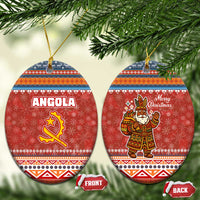 Angola Christmas Ceramic Ornament with Red Snowflake Pattern Tribal Santa Claus Motif - Wonder Print Shop
