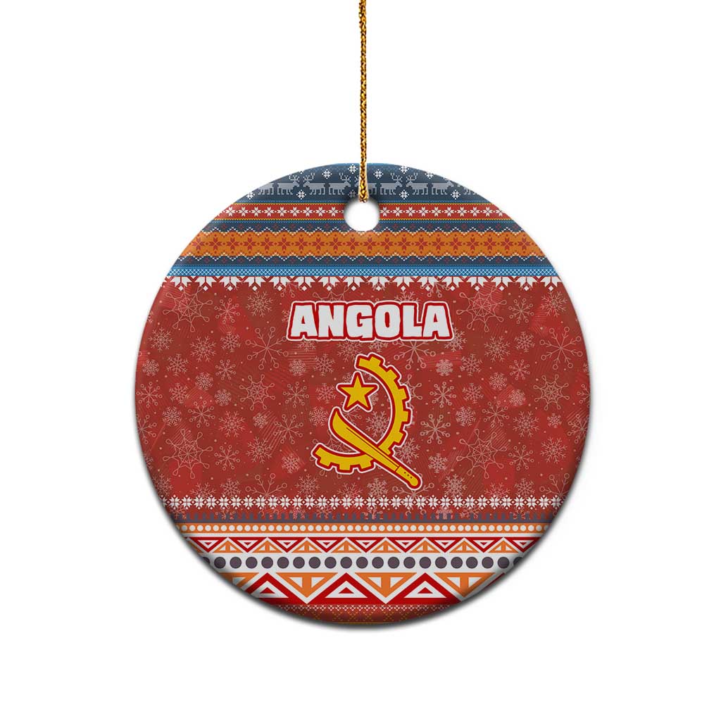 Angola Christmas Ceramic Ornament with Red Snowflake Pattern Tribal Santa Claus Motif - Wonder Print Shop
