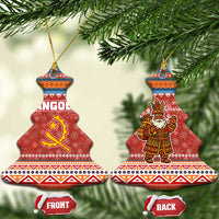 Angola Christmas Ceramic Ornament with Red Snowflake Pattern Tribal Santa Claus Motif - Wonder Print Shop