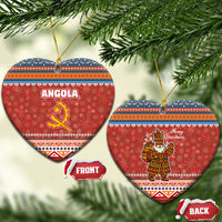 Angola Christmas Ceramic Ornament with Red Snowflake Pattern Tribal Santa Claus Motif - Wonder Print Shop