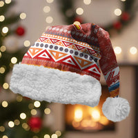Angola Christmas Santa Hat with Red Snowflake Pattern Tribal Santa Claus Motif - Wonder Print Shop