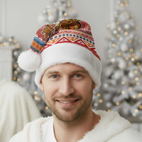 Angola Christmas Santa Hat with Red Snowflake Pattern Tribal Santa Claus Motif - Wonder Print Shop
