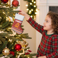 Angola Christmas Stocking with Red Snowflake Pattern Tribal Santa Claus Motif - Wonder Print Shop