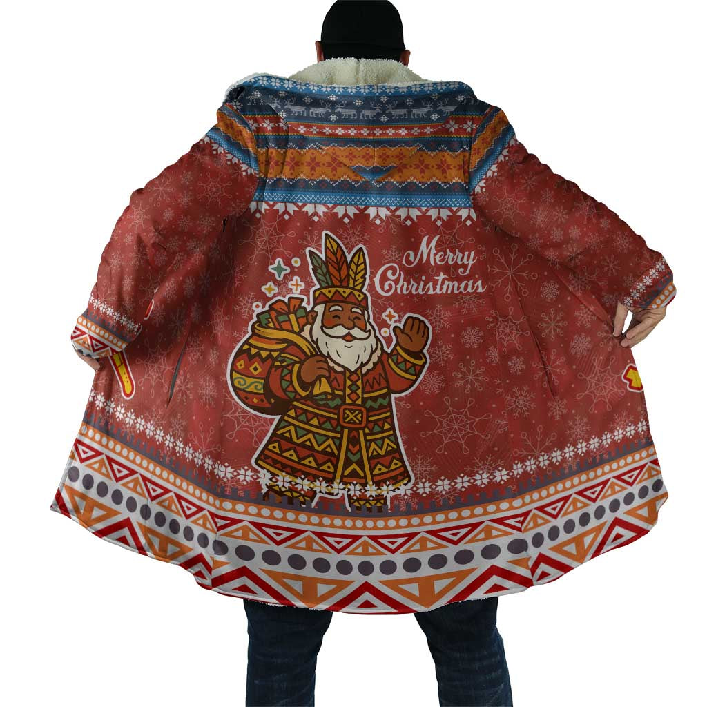 Angola Christmas Cloak with Red Snowflake Pattern Tribal Santa Claus Motif - Wonder Print Shop
