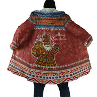Angola Christmas Cloak with Red Snowflake Pattern Tribal Santa Claus Motif - Wonder Print Shop