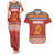 Angola Christmas Couples Matching Tank Maxi Dress and Hawaiian Shirt with Red Snowflake Pattern Tribal Santa Claus Motif - Wonder Print Shop