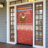 Angola Christmas Door Cover with Red Snowflake Pattern Tribal Santa Claus Motif - Wonder Print Shop