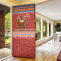 Angola Christmas Door Cover with Red Snowflake Pattern Tribal Santa Claus Motif - Wonder Print Shop