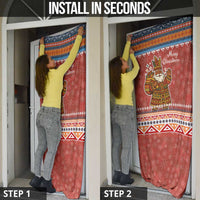 Angola Christmas Door Cover with Red Snowflake Pattern Tribal Santa Claus Motif - Wonder Print Shop