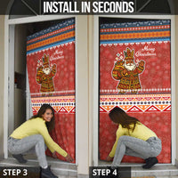 Angola Christmas Door Cover with Red Snowflake Pattern Tribal Santa Claus Motif - Wonder Print Shop