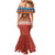 Angola Christmas Family Matching Mermaid Dress and Hawaiian Shirt with Red Snowflake Pattern Tribal Santa Claus Motif - Wonder Print Shop