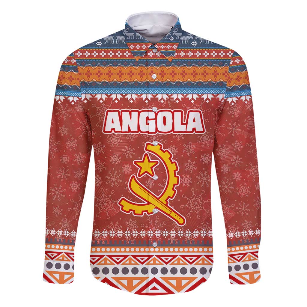 Angola Christmas Family Matching Puletasi and Hawaiian Shirt with Red Snowflake Pattern Tribal Santa Claus Motif - Wonder Print Shop