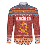Angola Christmas Family Matching Puletasi and Hawaiian Shirt with Red Snowflake Pattern Tribal Santa Claus Motif - Wonder Print Shop