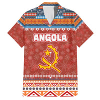 Angola Christmas Family Matching Short Sleeve Bodycon Dress and Hawaiian Shirt with Red Snowflake Pattern Tribal Santa Claus Motif - Wonder Print Shop