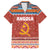 Angola Christmas Family Matching Short Sleeve Bodycon Dress and Hawaiian Shirt with Red Snowflake Pattern Tribal Santa Claus Motif - Wonder Print Shop