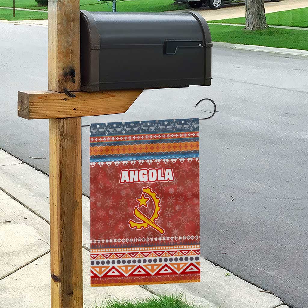 Angola Christmas Garden Flag with Red Snowflake Pattern Tribal Santa Claus Motif - Wonder Print Shop