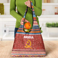 Angola Christmas Grocery Bag with Red Snowflake Pattern Tribal Santa Claus Motif - Wonder Print Shop