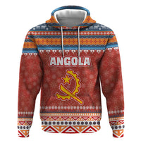 Angola Christmas Hoodie with Red Snowflake Pattern Tribal Santa Claus Motif - Wonder Print Shop