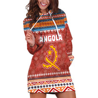 Angola Christmas Hoodie Dress with Red Snowflake Pattern Tribal Santa Claus Motif - Wonder Print Shop