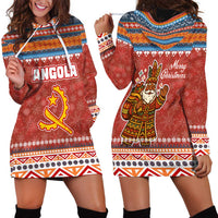 Angola Christmas Hoodie Dress with Red Snowflake Pattern Tribal Santa Claus Motif - Wonder Print Shop