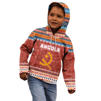 Angola Christmas Kid Hoodie with Red Snowflake Pattern Tribal Santa Claus Motif - Wonder Print Shop