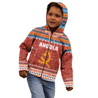 Angola Christmas Kid Hoodie with Red Snowflake Pattern Tribal Santa Claus Motif - Wonder Print Shop