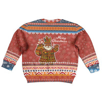 Angola Christmas Kid Ugly Christmas Sweater with Red Snowflake Pattern Tribal Santa Claus Motif - Wonder Print Shop