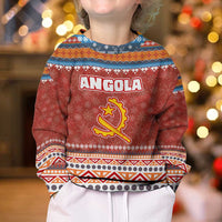 Angola Christmas Kid Ugly Christmas Sweater with Red Snowflake Pattern Tribal Santa Claus Motif - Wonder Print Shop