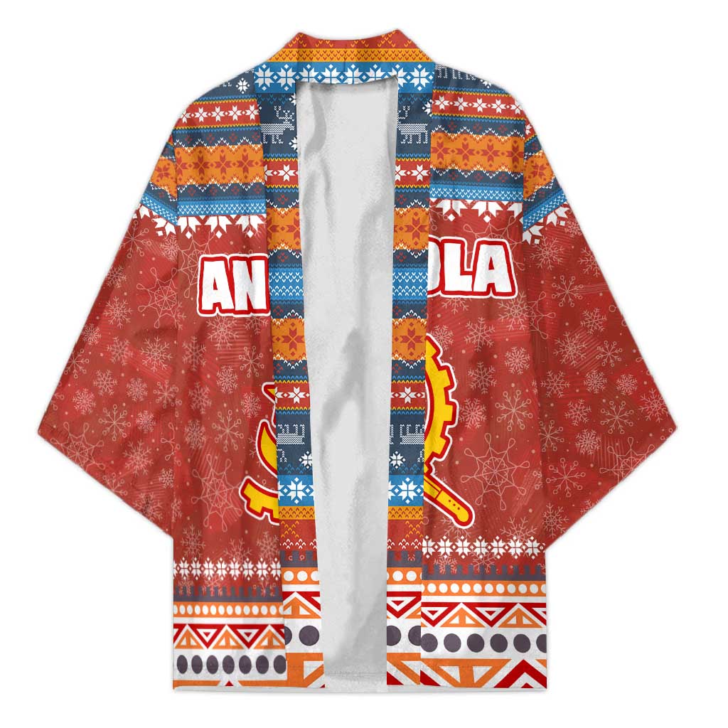Angola Christmas Kimono with Red Snowflake Pattern Tribal Santa Claus Motif - Wonder Print Shop