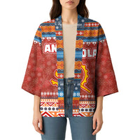 Angola Christmas Kimono with Red Snowflake Pattern Tribal Santa Claus Motif - Wonder Print Shop