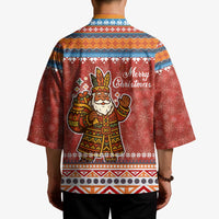 Angola Christmas Kimono with Red Snowflake Pattern Tribal Santa Claus Motif - Wonder Print Shop