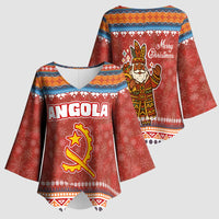 Angola Christmas Kimono Sleeve Blouse with Red Snowflake Pattern Tribal Santa Claus Motif - Wonder Print Shop