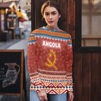 Angola Christmas Ugly Christmas Sweater with Red Snowflake Pattern Tribal Santa Claus Motif - Wonder Print Shop