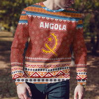 Angola Christmas Ugly Christmas Sweater with Red Snowflake Pattern Tribal Santa Claus Motif - Wonder Print Shop