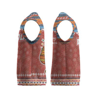 Angola Christmas Knitted V-Neck Vest with Red Snowflake Pattern Tribal Santa Claus Motif - Wonder Print Shop
