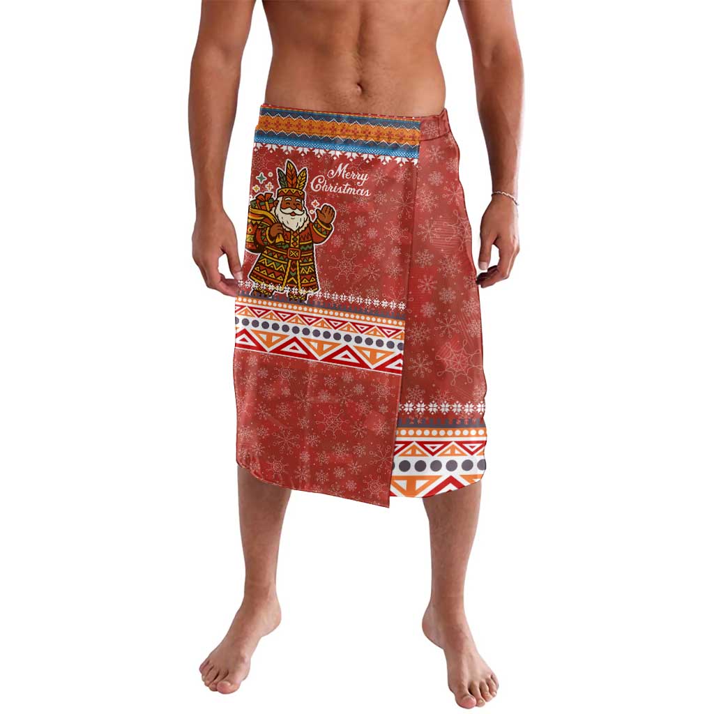 Angola Christmas Lavalava with Red Snowflake Pattern Tribal Santa Claus Motif - Wonder Print Shop