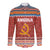 Angola Christmas Long Sleeve Button Shirt with Red Snowflake Pattern Tribal Santa Claus Motif - Wonder Print Shop