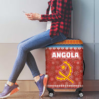 Angola Christmas Luggage Cover with Red Snowflake Pattern Tribal Santa Claus Motif - Wonder Print Shop