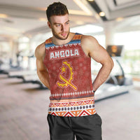 Angola Christmas Men Tank Top with Red Snowflake Pattern Tribal Santa Claus Motif - Wonder Print Shop
