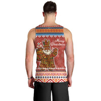 Angola Christmas Men Tank Top with Red Snowflake Pattern Tribal Santa Claus Motif - Wonder Print Shop
