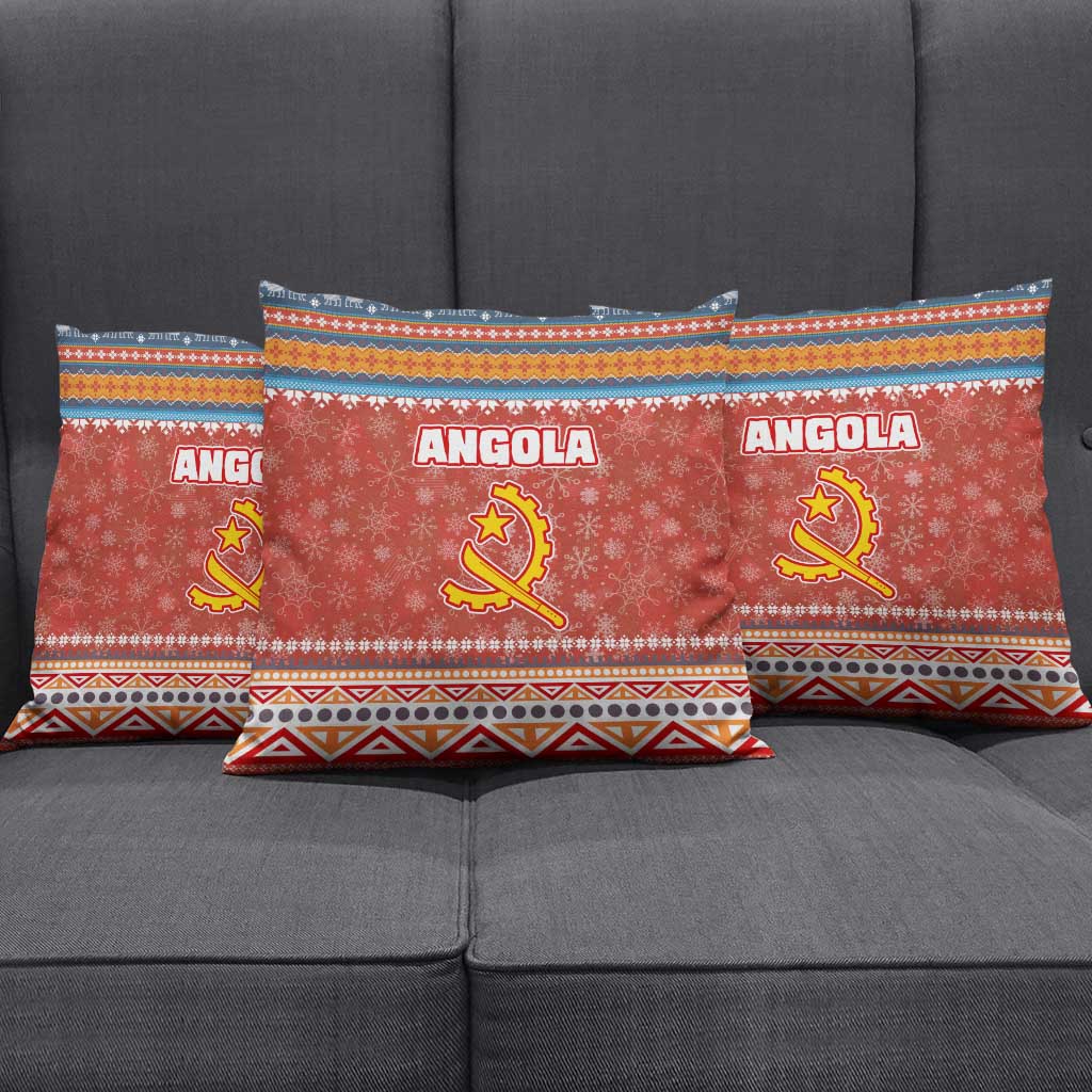 Angola Christmas Pillow Cover with Red Snowflake Pattern Tribal Santa Claus Motif - Wonder Print Shop