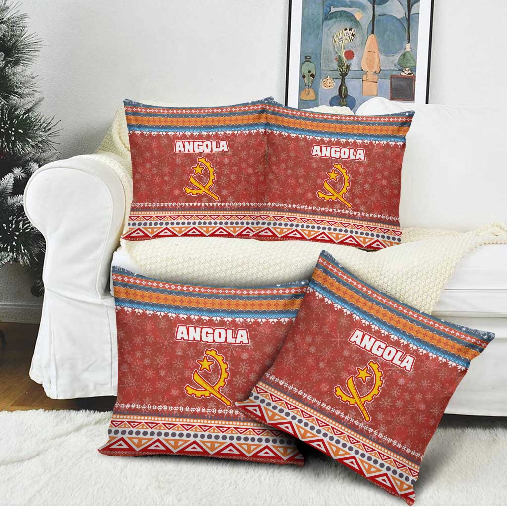 Angola Christmas Pillow Cover with Red Snowflake Pattern Tribal Santa Claus Motif - Wonder Print Shop