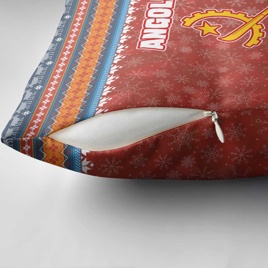 Angola Christmas Pillow Cover with Red Snowflake Pattern Tribal Santa Claus Motif - Wonder Print Shop
