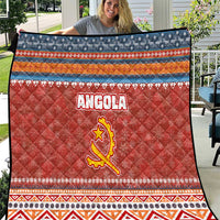 Angola Christmas Quilt with Red Snowflake Pattern Tribal Santa Claus Motif - Wonder Print Shop